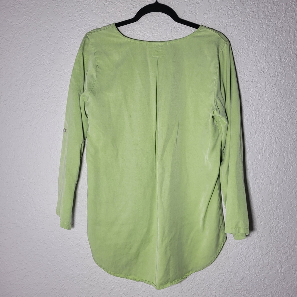 Soft Surroundings Medium Heavenly Soft Lime Tencel Tunic Women's Shirt V Neck - Picture 2 of 9